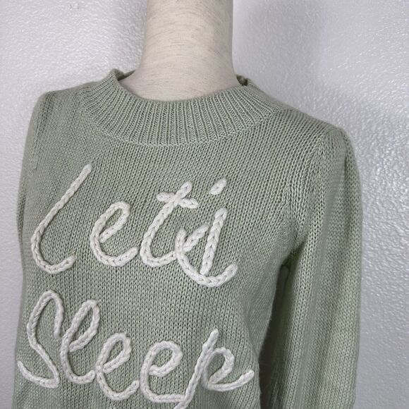 Wildfox Sweater Women Small Mint Green Cozy Knitted Let’s Sleep In Wool Alpaca - Picture 4 of 10